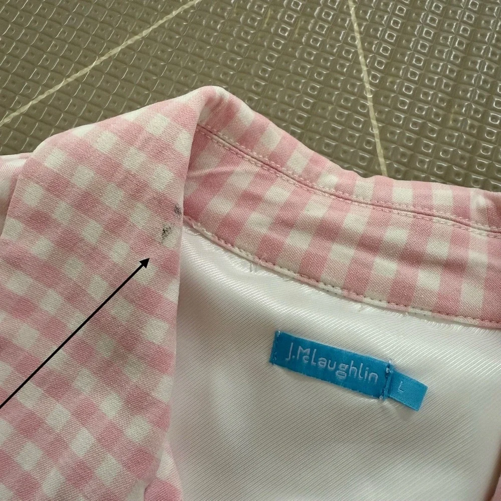 J McLaughlin Tyra‎ Coat Size Large Pink Gingham Trench Coat